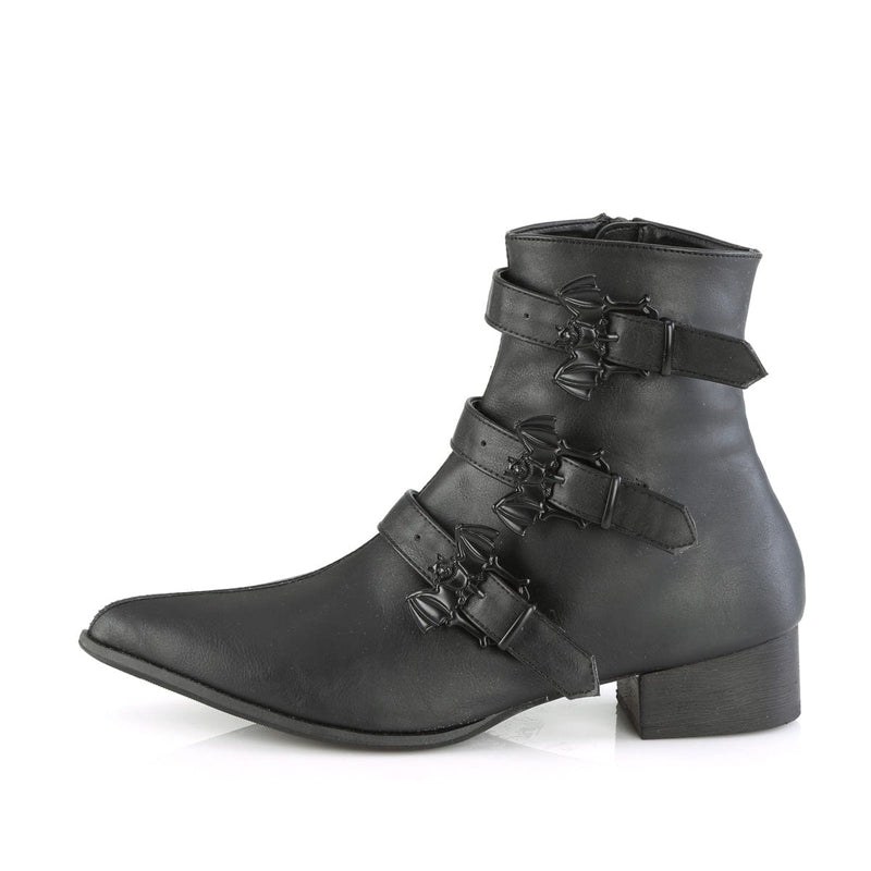 WARLOCK-50-B Black Vegan Leather Ankle Boot Demonia US Size (Unisex/Men's): 4