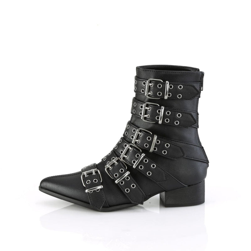 WARLOCK-70 Black Vegan Leather Calf Boot Demonia US Size (Unisex/Men's): 4
