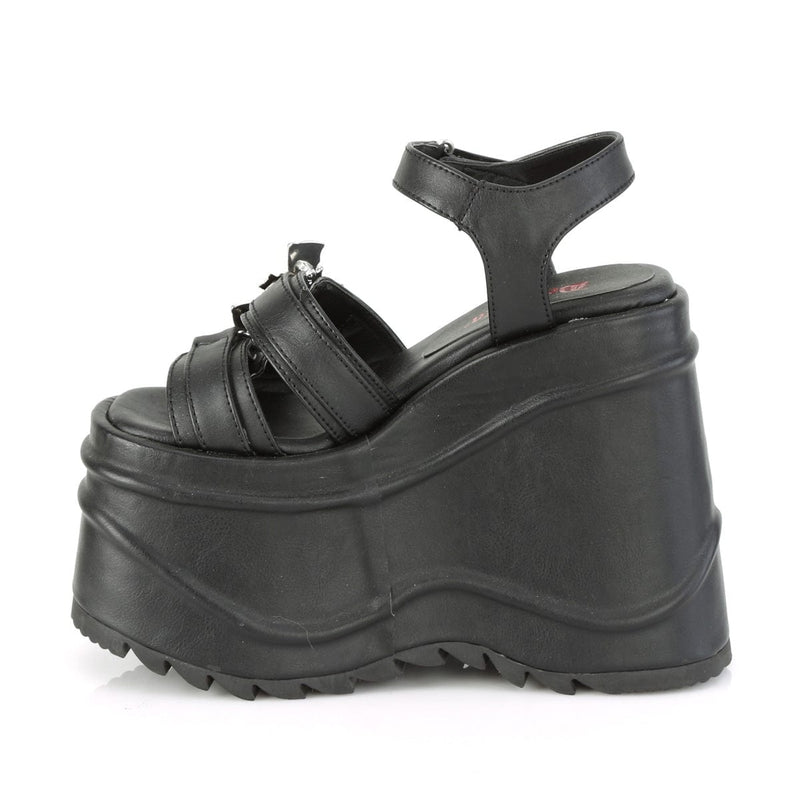WAVE-13 Black Vegan Leather Sandal Demonia US Size (Women's): 6