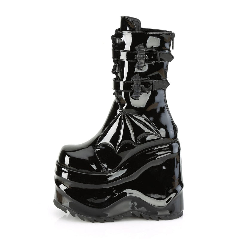WAVE-150 Black Patent Mid-Calf Boot Demonia US Size (Women's): 6