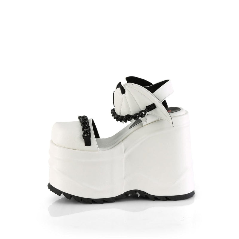 WAVE-20 White Vegan Leather Sandal Demonia US Size (Women's): 6